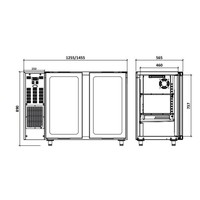 Barkoelkast met 2 Glazen Deuren | 375 Liter | 145.5x56.5x(H)90.5cm