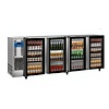 HorecaTraders Stainless steel bar fridge | 4 Glass Doors | 783Liter | 267.5x56.5x (H) 89 / 90.5cm