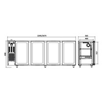 RVS Barkoelkast | 4 Glazen Deuren | 783Liter | 267.5x56.5x(H)89/90.5cm