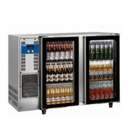 Réfrigérateur de bar en acier inoxydable avec 2 portes vitrées | 375 litres | 145,5 x 56,5 x (H) 90,5 cm