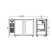 Réfrigérateur de bar en acier inoxydable avec 2 portes vitrées | 375 litres | 145,5 x 56,5 x (H) 90,5 cm