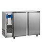 HorecaTraders Réfrigérateur de bar en acier inoxydable avec 2 portes | 375 litres | 145,5 x 56,5 x (H) 90,5 cm
