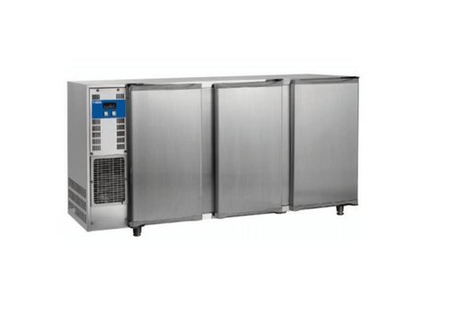  HorecaTraders Stainless Steel Bar Fridge with 3 Doors | 579 liters | 206.5x56.5x (H) 90.5cm 