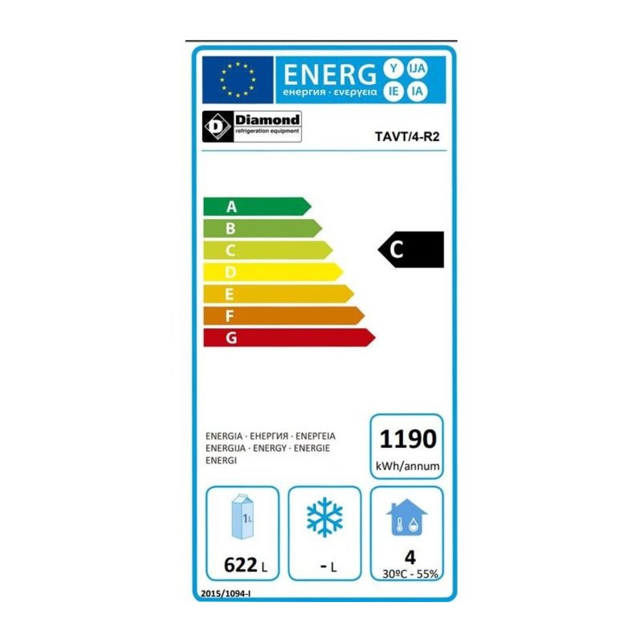 Réfrigérateur bar 4 portes | 783 litres | 267,5 x 56,5 x (H) 90,5 cm