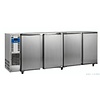 HorecaTraders Stainless Steel Bar Fridge with 4 Doors | 783 Liter | 267.5x56.5x (H) 90.5cm