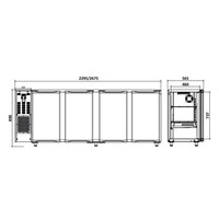 Réfrigérateur de bar en acier inoxydable avec 4 portes | 783 litres | 267,5 x 56,5 x (H) 90,5 cm