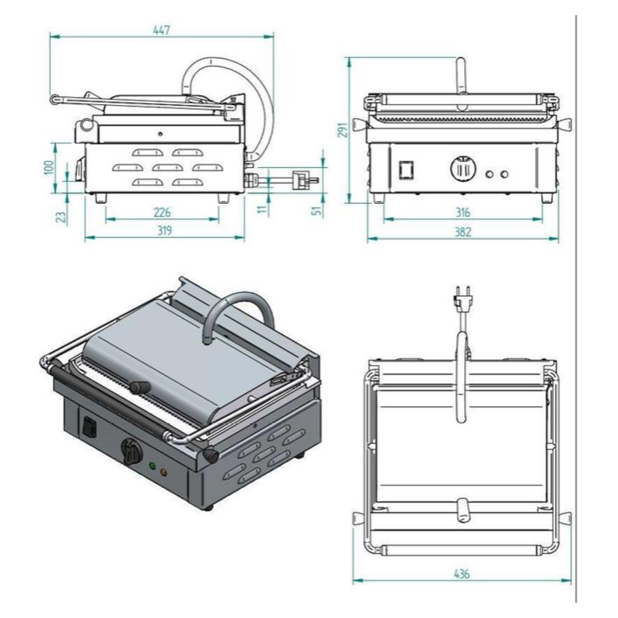 Single Contact Grill Ribbed-Smooth