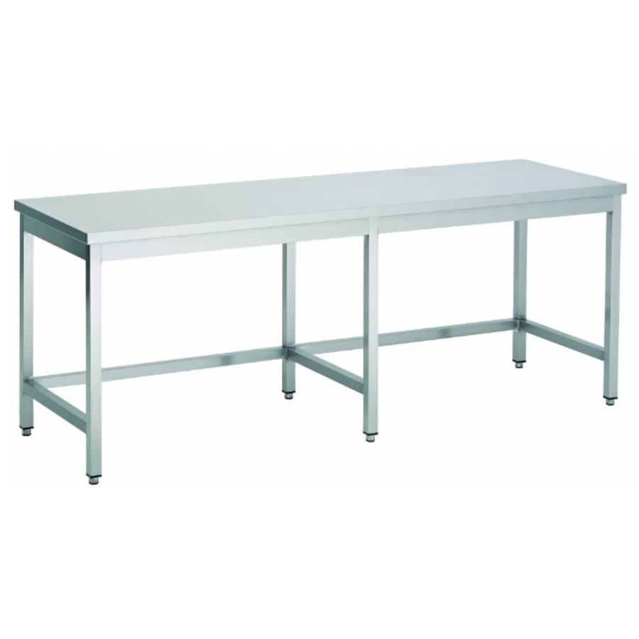 Table de travail inox base ouverte 80cm 4 pieds | 7 formats