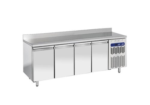  HorecaTraders Stainless Steel Workbench with Fridge / Freezer Combination | 4 Doors | Splash surround 