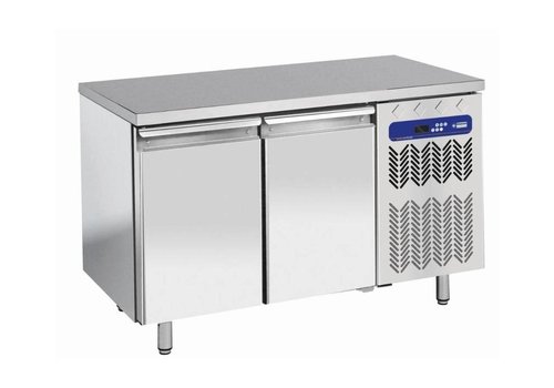  HorecaTraders Établi de congélation en acier inoxydable | 2 portes | 260 L | 136x70x(h)88/90cm 