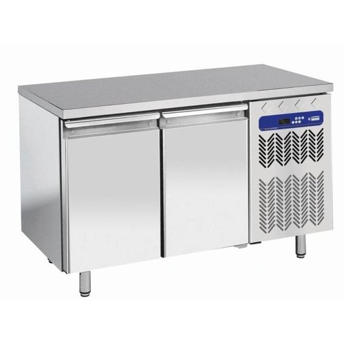  HorecaTraders Freezer workbench stainless steel | 2 doors | 260 L | 136x70x(h)88/90cm 