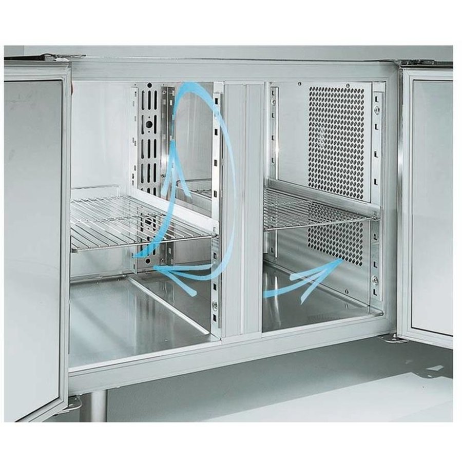 Freezer workbench stainless steel 2 doors | 260 L | 136x70x (h) 88/90 cm