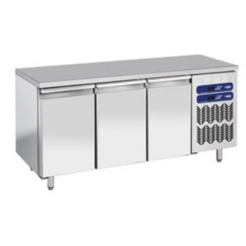  HorecaTraders Stainless Steel Workbench with Fridge / Freezer Combination | 3 Doors | 1809x700x (h) 880 / 900mm 