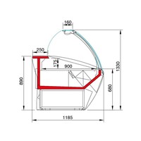 Illuminated Refrigerated Display Counter | MAJOR 1955 VCA | 195.5x118.5x(H)133cm