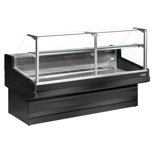  HorecaTraders Toonbank Zwart Elegance Plus Recht Glas | 4 formaten 