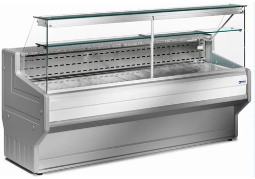  HorecaTraders Gekoelde vitrinetoonbank | +4Â° t/m +6Â° | Gekoeld Rechtruit | 2000x800x(H)1220mm 