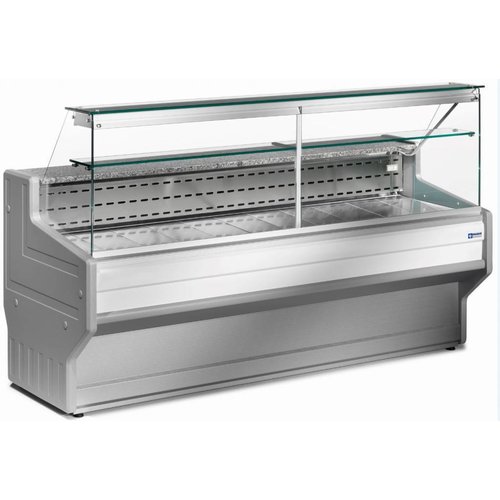  HorecaTraders Comptoir d'exposition réfrigéré | +4° à +6° | Verre droit réfrigéré | 2000x800x(H)1220mm 