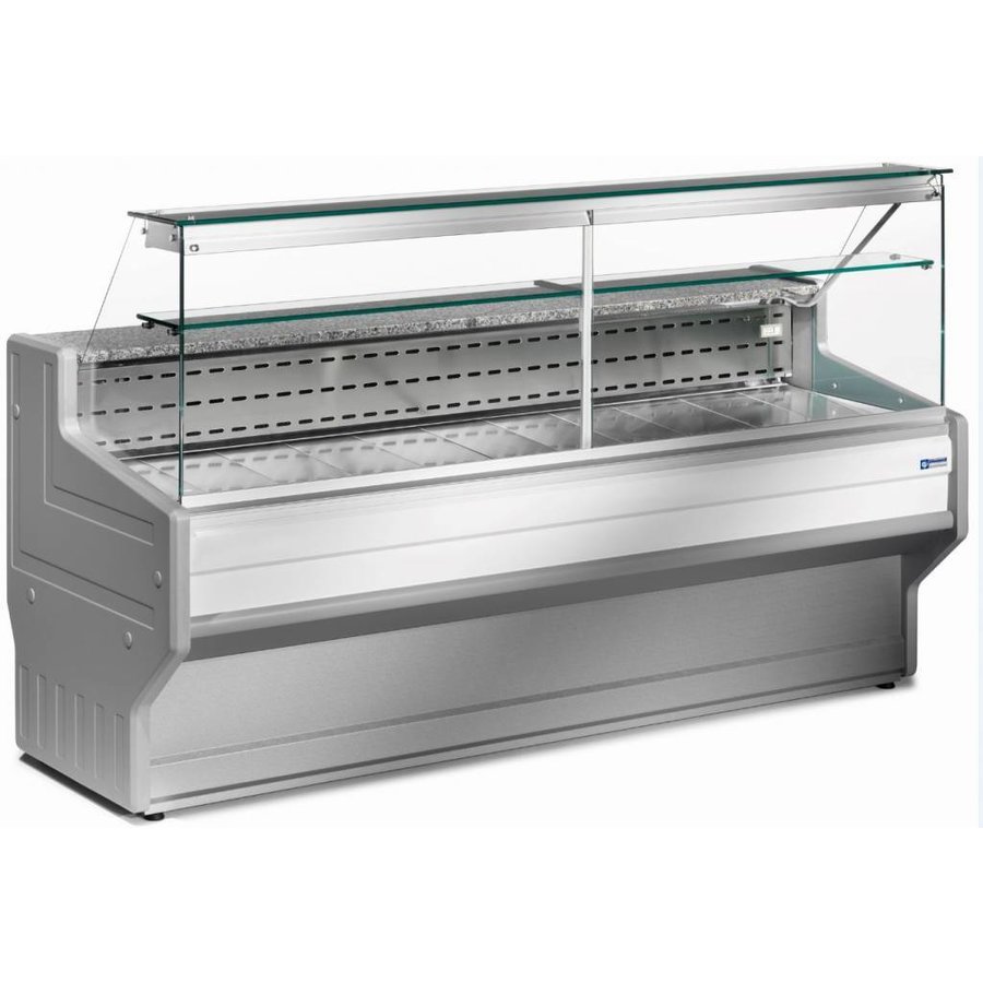 Gekoelde vitrinetoonbank | +4° t/m +6° | Gekoeld Rechtruit | 2000x800x(H)1220mm