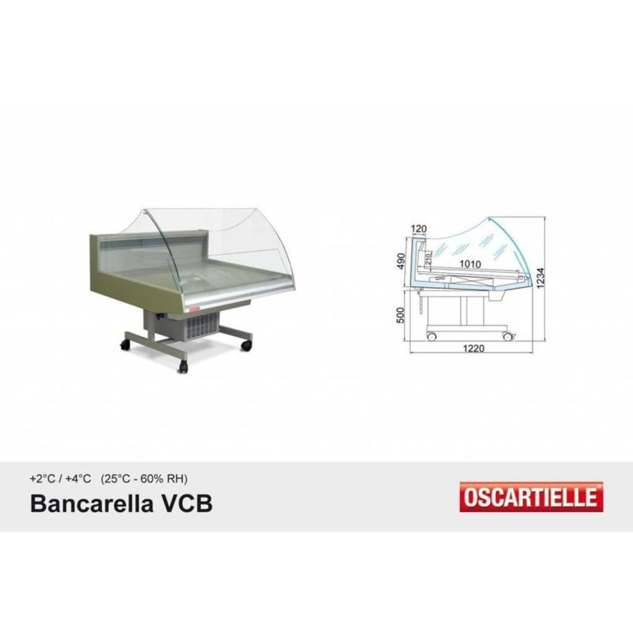 Refrigerated counter | BANCARELLA SELF 125 | Self Service | Hoge Glasopbouw | 128.8x122x (H) 103 cm