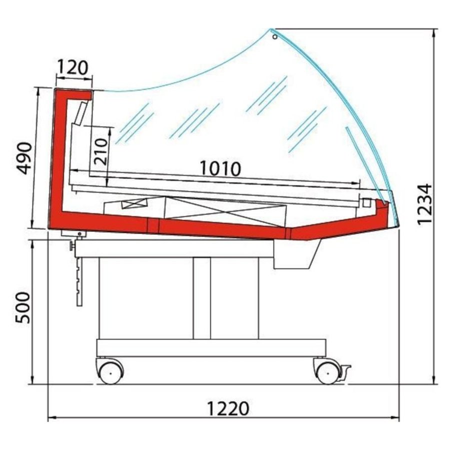 Koeltoonbank | BANCARELLA SELF 125 | Self Service | Hoge Glasopbouw | 128,8x122x(H)103cm