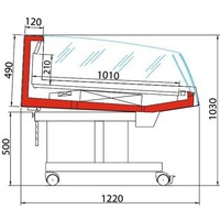 Refrigerated display case | BANCARELLA SELF 125 | Self Service | 4 castors, 2 of which have brakes | 128.8x122x(H)103cm