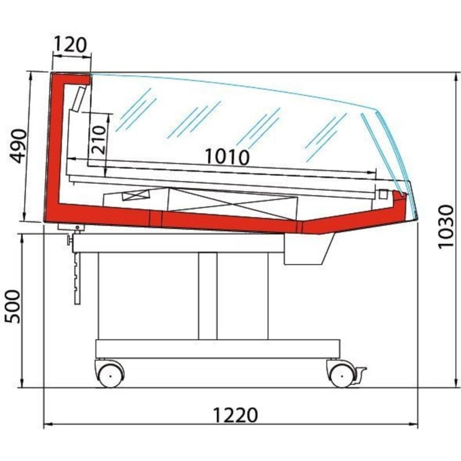 Refrigerated counter | BANCARELLA SELF 125 | Self Service | 4 castors, 2 of which are braked 128.8x122x (H) 103 cm