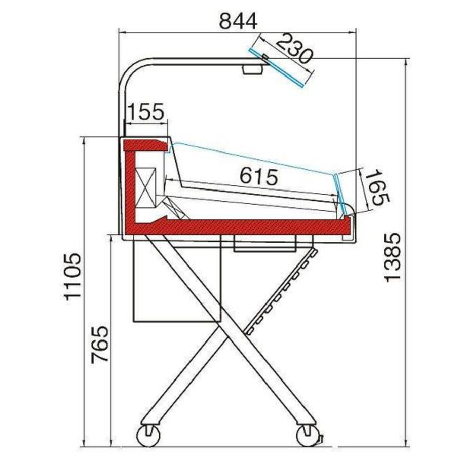 Vitrine réfrigérée avec structure en verre | Libre-service | Prêt à l'emploi | 126,2 x 84 x (H) 90,5 cm