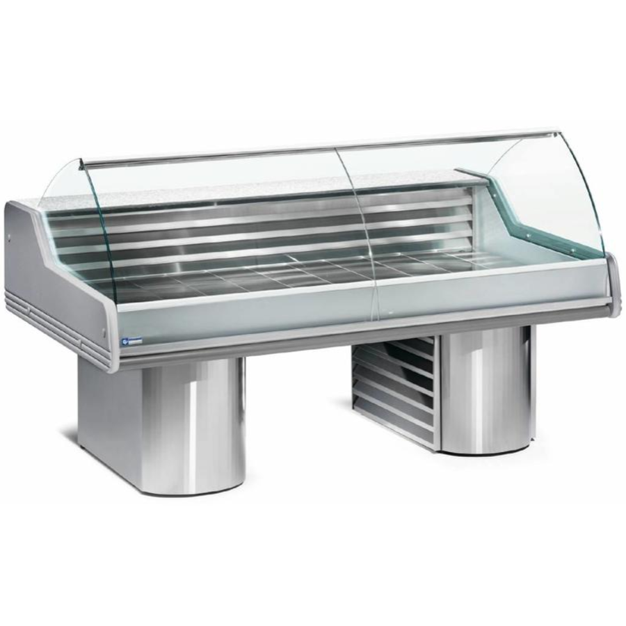 Vitrine Comptoir Poisson | Plan de travail en granit | Réfrigéré 0 / +2 ºC | 150x119,5x(h)117,5cm