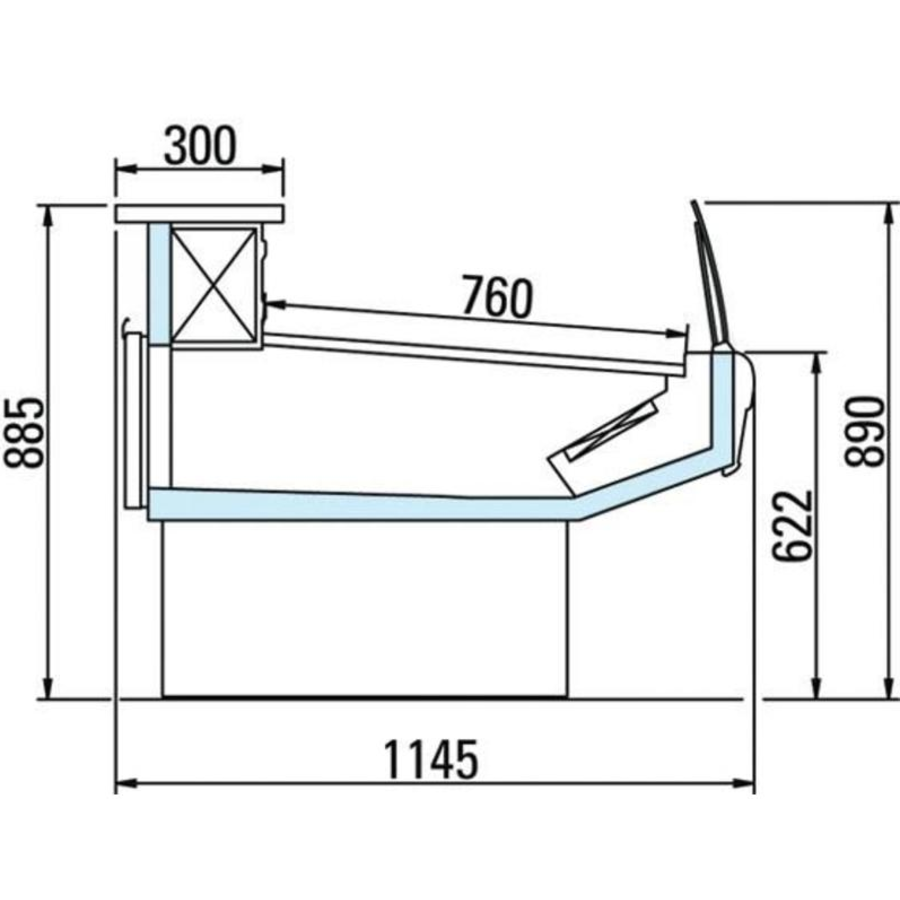 Comptoir réfrigéré Libre-service | Plan de travail en marbre | DALLAS/3 VC 1250 | 133x115x(H)89cm