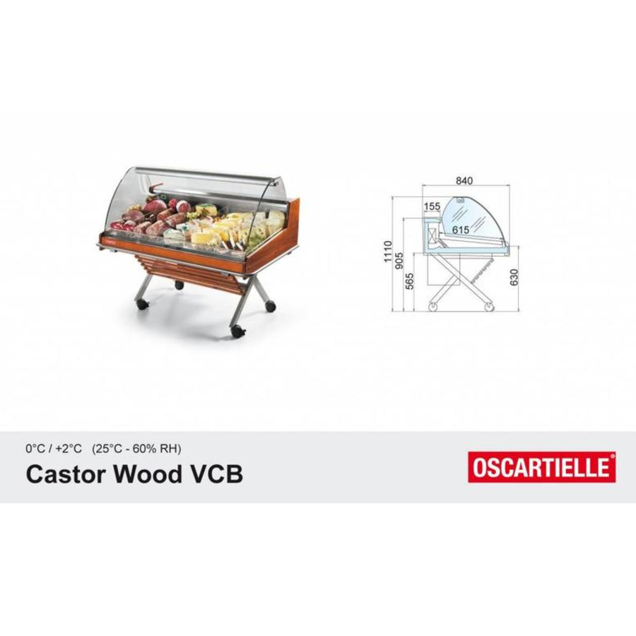Vitrine réfrigérée avec structure en verre bombé | Libre-service | Prêt à l'emploi | 126,2 x 84 x (H) 110 cm