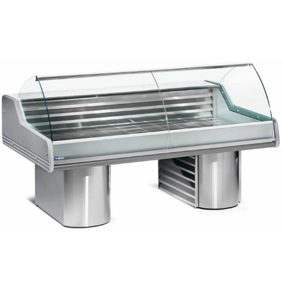 Vitrine Comptoir Poisson | Plan de travail en granit | Réfrigéré 0 / +2 ºC | 200x119,5x(h)117,5cm