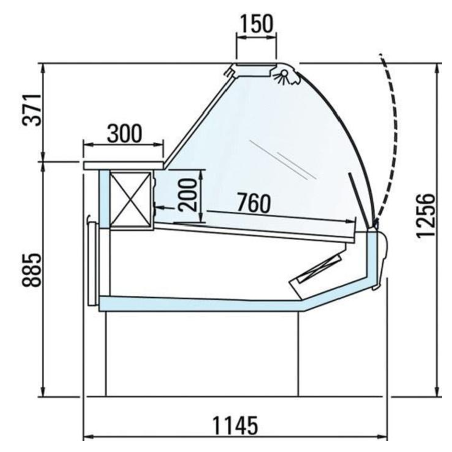 Vitrine réfrigérée avec éclairage | Plan de travail en marbre | DALLAS/3 VC 1250 | 133 x 114,5 x (H) 125,6 cm