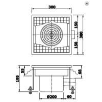 Stainless steel floor drain 30 x 30 x 19.5 cm