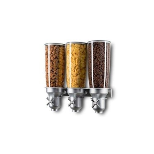  HorecaTraders Frühstücksflockenspender | 3 x 5 Liter | Wandmontage 