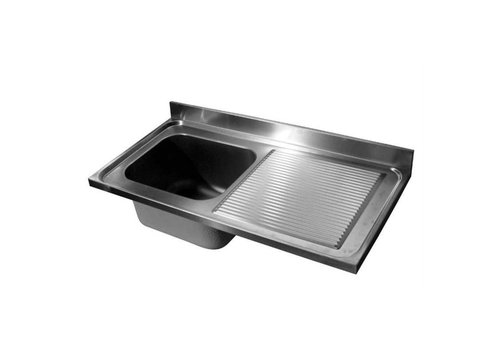  Combisteel Plan de travail en acier inoxydable | Évier à gauche | 120 x 60 x (h)4 cm 