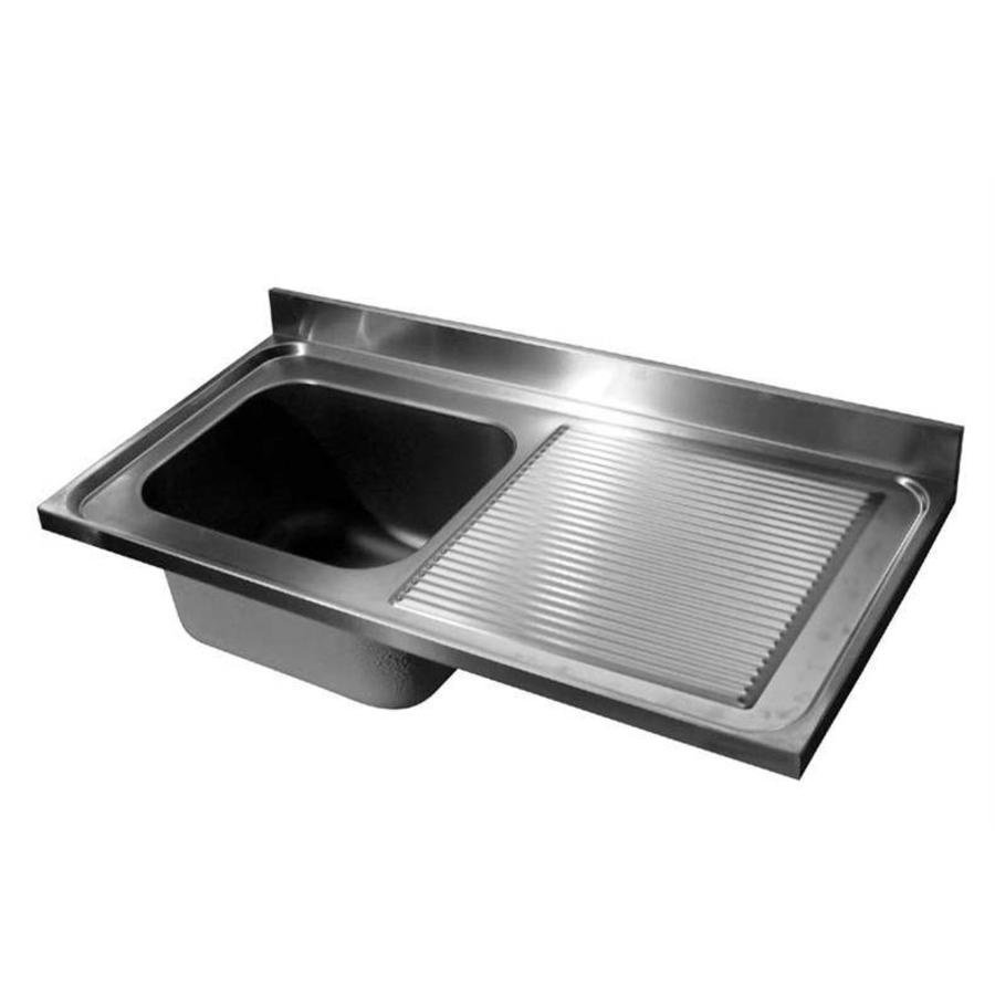 Sink table top stainless steel | Sink Left | 120 x 60 x (h) 4 cm
