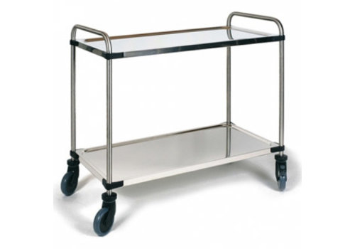 Rieber Chariot de service en acier inoxydable | 2 étagères | 870x570x950 mm (lxpxh) 