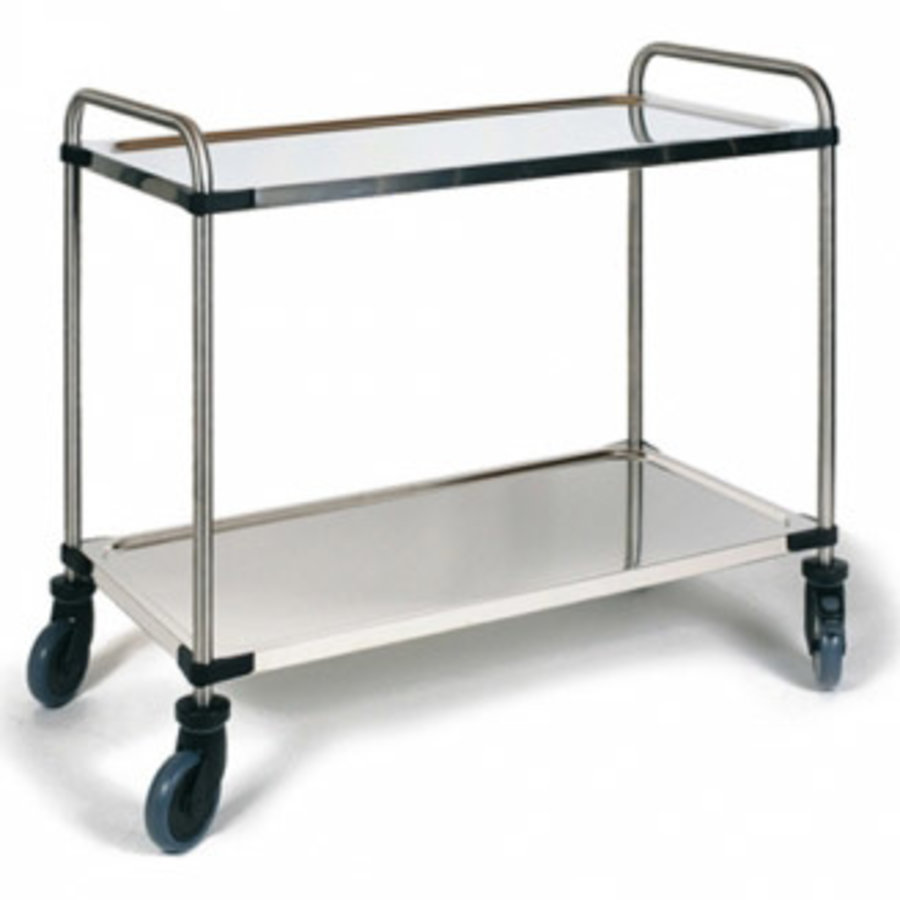 Stainless steel serving trolley 2 trays 870x570x950 mm (WxDxH)