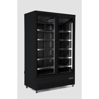 Kühlschrank 2 Glastüren | Edelstahl | 1000 L | Schwarz innen + außen