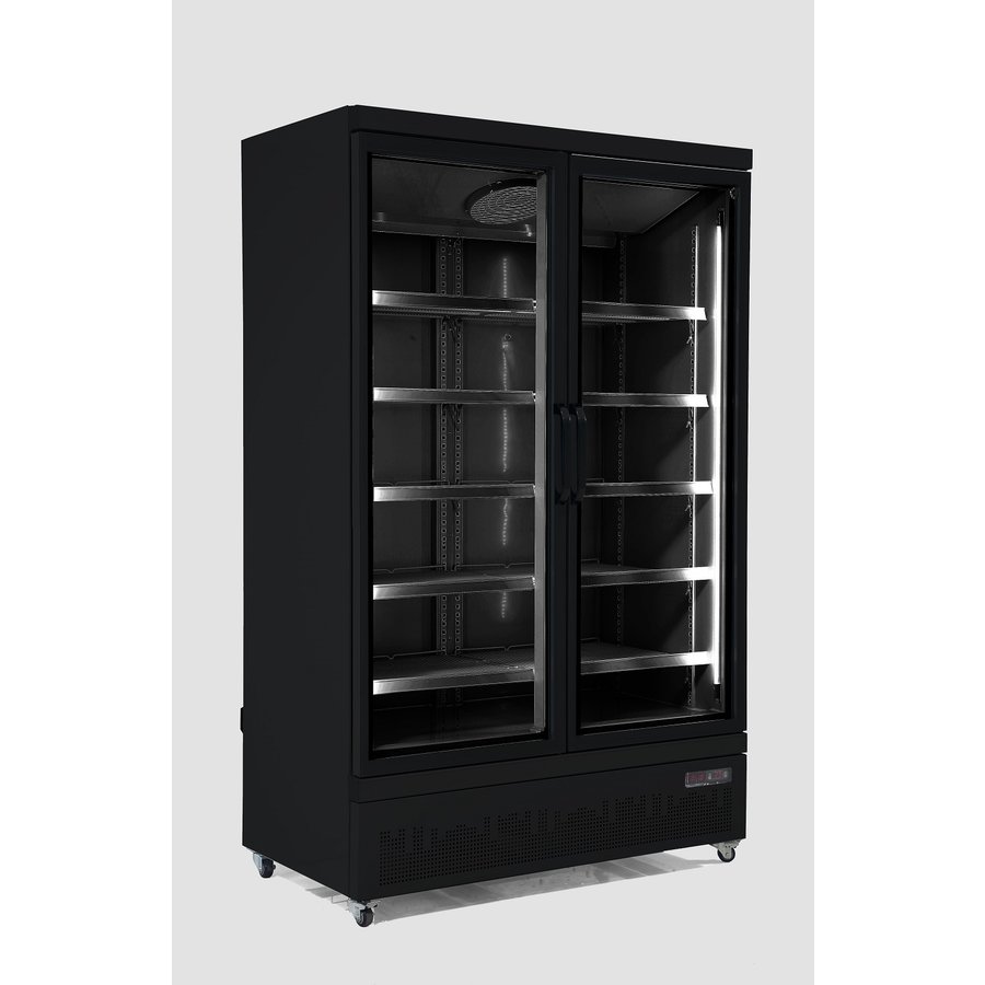 Refrigerator 2 Glass doors | stainless steel | 1000 L | Black Inside + Outside