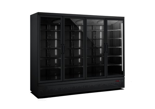  Combisteel Réfrigérateur 4 portes vitrées | 2025 Litres | acier inoxydable | Intérieur + extérieur noirs 