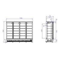 Kühlschrank 4 Glastüren | 2025 Liter | Edelstahl | Schwarzes Interieur + Exterieur