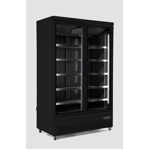  Combisteel Freezer 2 Glass doors 1000 liters | Stainless steel Black inside and outside 