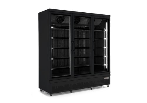  Combisteel Congélateur 3 portes vitrées | 1450 litres | acier inoxydable | Intérieur et extérieur noirs 
