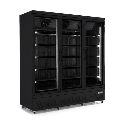  Combisteel Freezer 3 Glass Doors | 1450 Liter | Stainless Steel | Black interior and exterior 