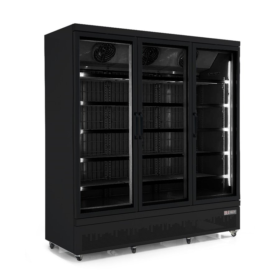 Congélateur 3 portes vitrées | 1450 litres | acier inoxydable | Intérieur et extérieur noirs