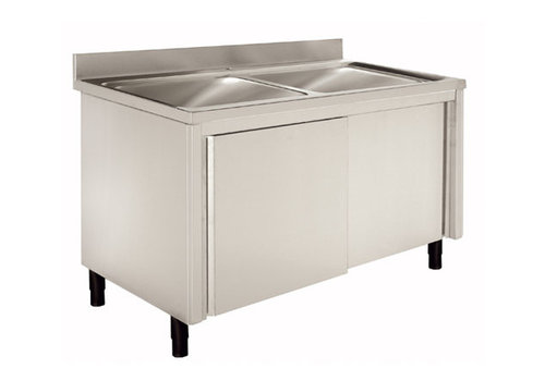  HorecaTraders Sink with base cabinet | stainless steel | 120(l)x60(w)x90(h) cm | 3 Types 