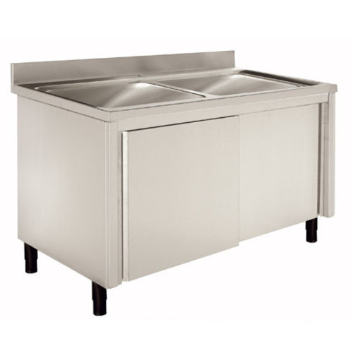  HorecaTraders Spüle mit Unterschrank | Edelstahl | 120(L)x60(B)x90(H) cm | 3 Typen 