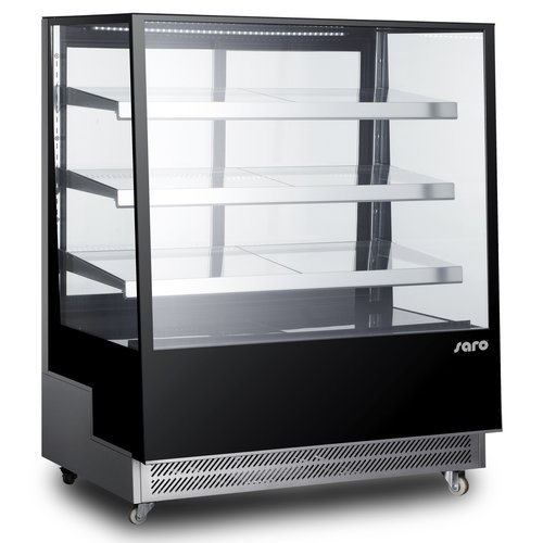  Saro Banque de tons froids | Noir | Roues | Étagères | 120x80,5x144,5 cm 
