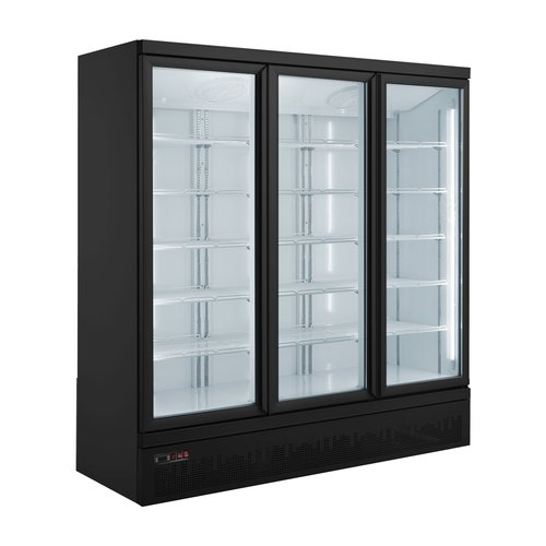  Saro Flessen Koel Vitrine | Wielen | Zwart | 188x71x(h)199,7 cm 